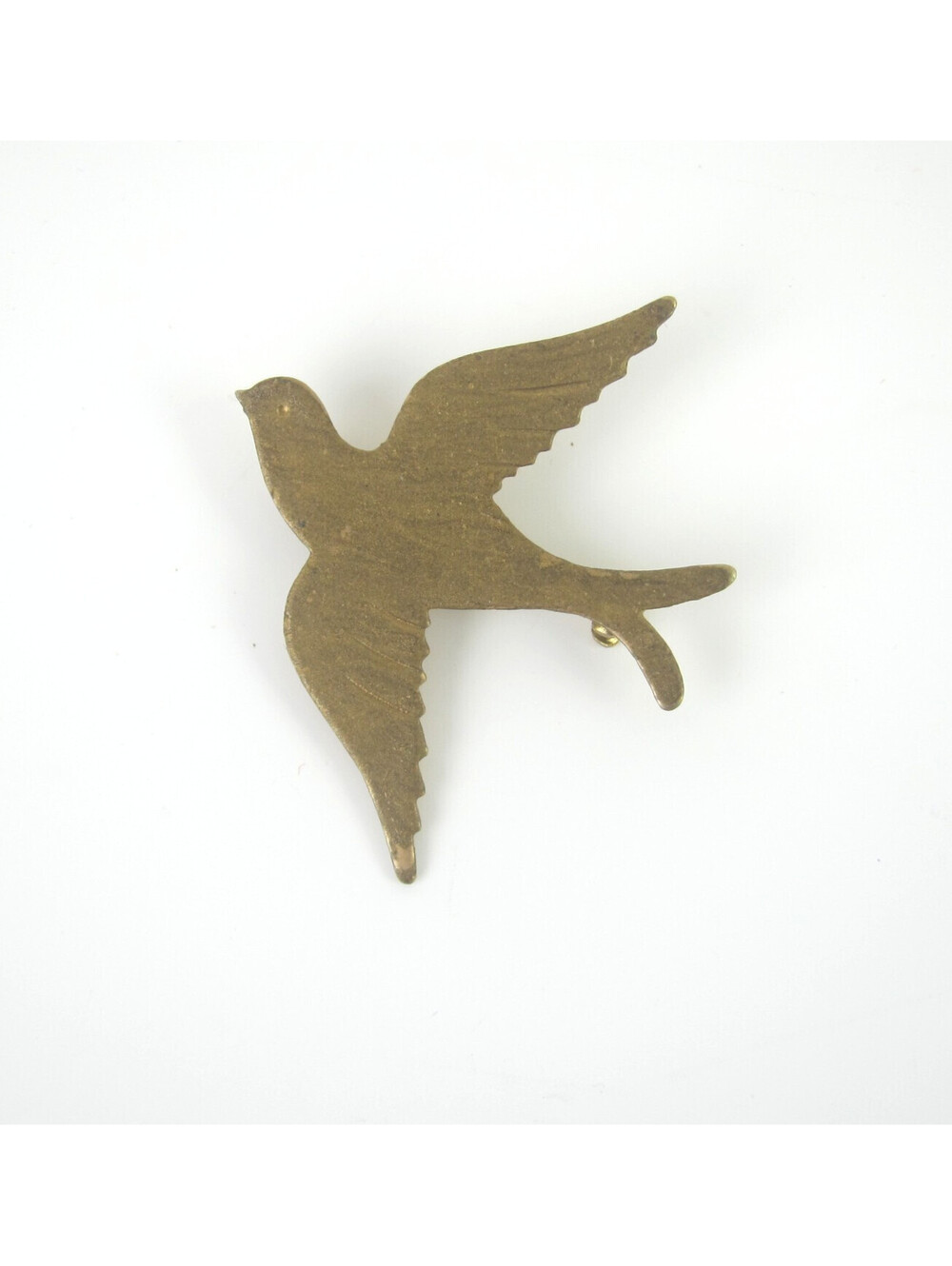 Vintage Flying Dove Bird Pin Brooch Gold Tone 1.75" Textured Wings